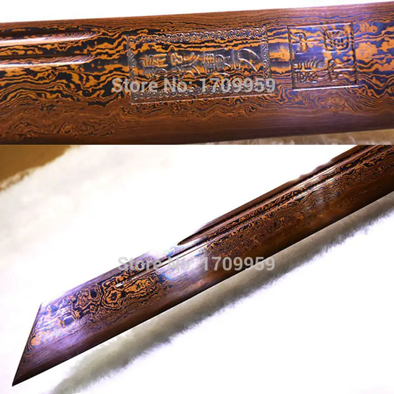 Китайский WuShu Saber с стальной ручкой широкий нож Kylin Battle Dao Sword острый дамасский