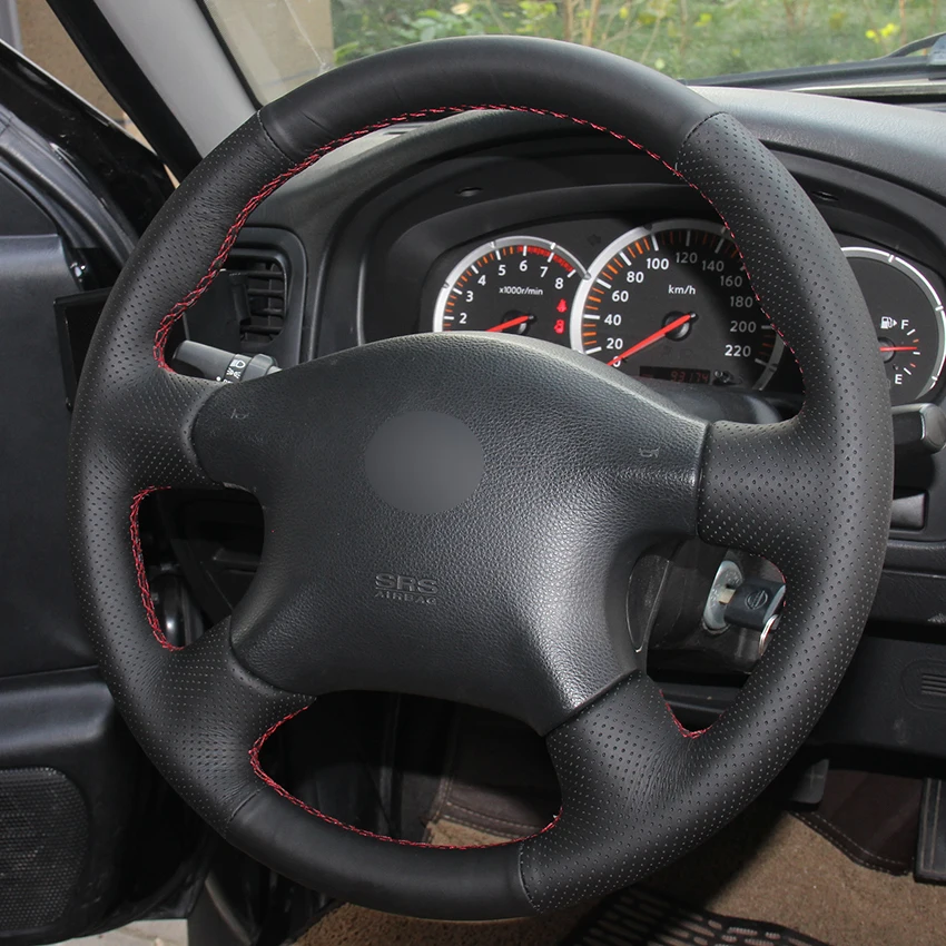 Чехол на руль автомобиля из черной синтетической кожи для Nissan Almera N16 Pathfinder Primera