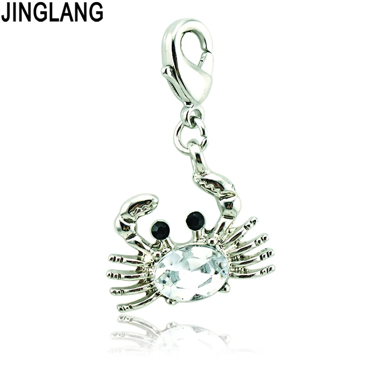 Модные подвески JINGLANG с застежкой-крабом посеребренные кристаллы в виде животных