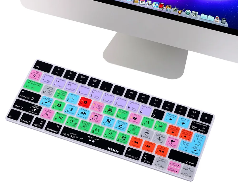 XSKN Logic Pro X 10 функциональная силиконовая клавиатура для Apple Magic Keyboard MLA22LL/A Защитная крышка