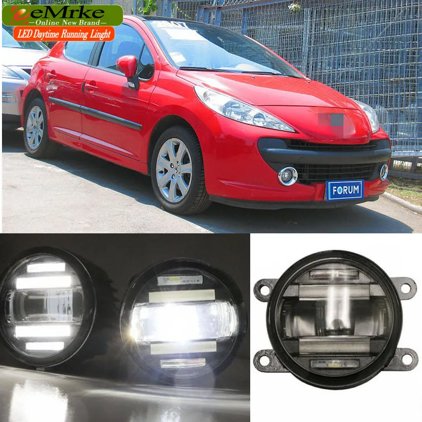 EeMrke 2 в 1 светодиодный DRL противотуманный светильник для Peugeot 207 208 301 307 3008 407 4007 с