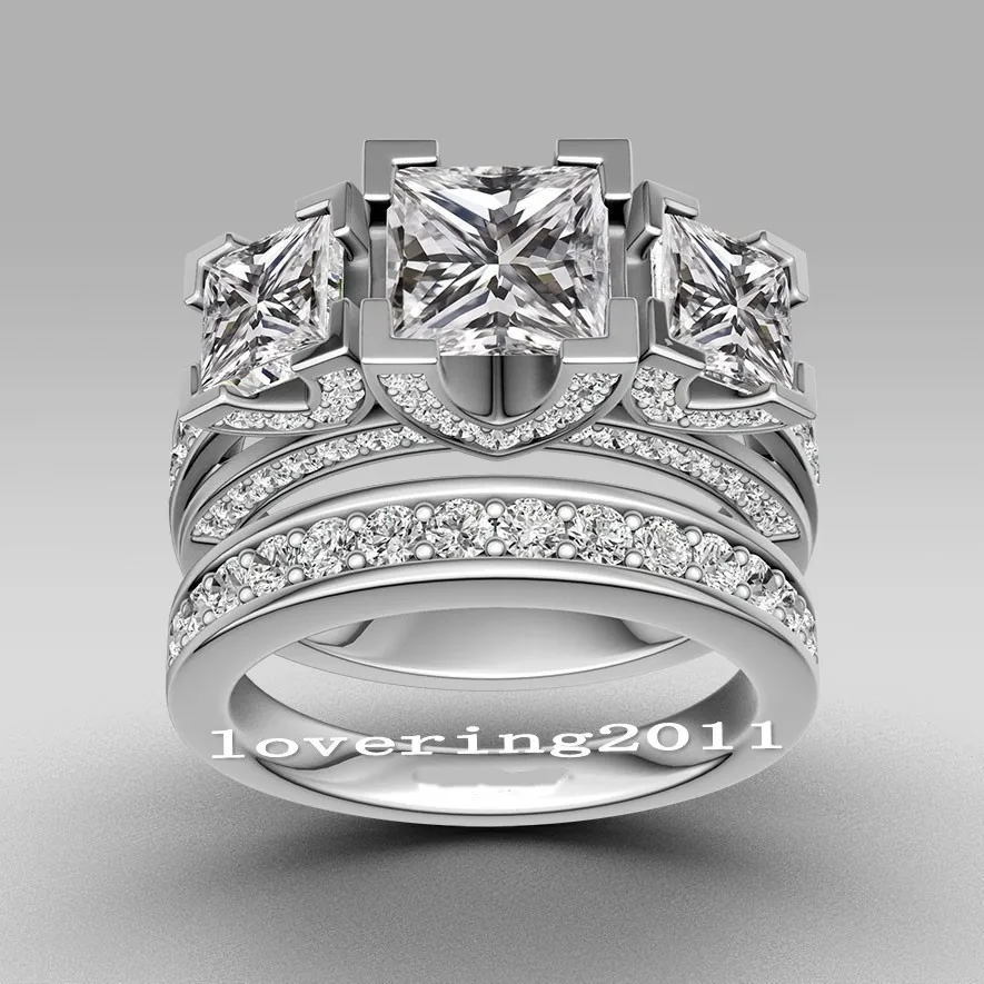 Женский набор обручальных колец choucong из серебра 925 пробы с 3 камнями 8ct 5А