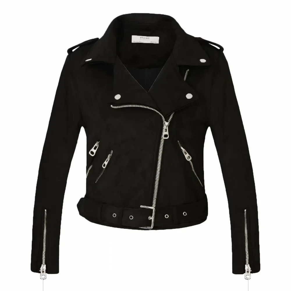 Faux Leather Jackets Sash Lady Matte Motorcycle Coats Biker Zippers Street Outwear 2021 Women Autumn Winter Thick Fake Suede | Женская