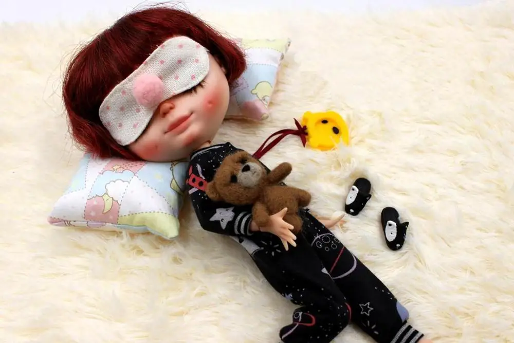 JSB14 Bute BJD кукольная одежда комплект из двух предметов для Blyth пижама и маска глаз