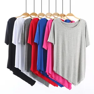 Женский топ из модала, однотонный, свободный, с круглым вырезом, летний, Повседневный, качественный дизайн, модель D6, футболки с коротким рукавом