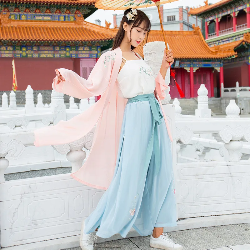 Hanfu/женское летнее платье юбка для девочек в древнем стиле Улучшенный