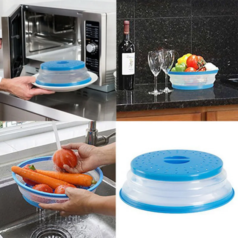 YIWUMART конфеты-Цветной Non-Slip микроволновая печь крышка двойного назначения складной силиконовый для микроволновой печи крышка Кухня гаджеты