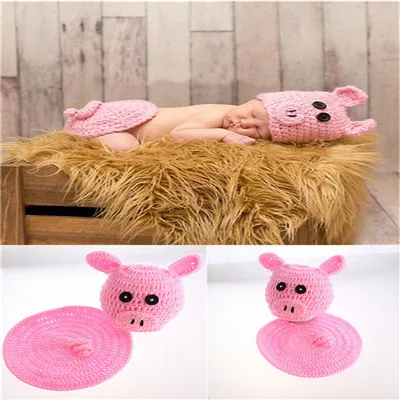 2Pcs/Set Newborn Photography Props Knitted Crochet Warm Photo Costume Baby Hat And Pant Suit Girl Boy Clothes Accessories | Детская