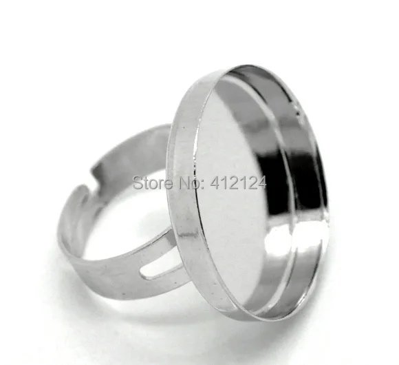 

10Pcs Adjustable Rings Cameo Frame Setting Base Silver Tone Round Jewelry DIY Finding 18.3mm Fit For 25mm(1")Dia