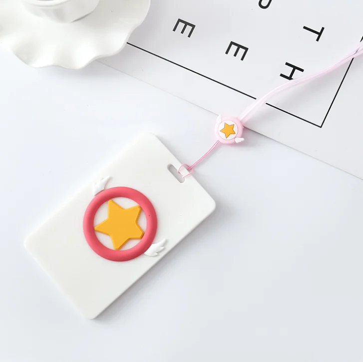 1 шт. Kawaii Cardcaptor Sakura Star Wings Сердце ПУ держатель для кредитных карт канцелярские ПУ Чехлы для карт с веревкой поставки - Цвет: 1