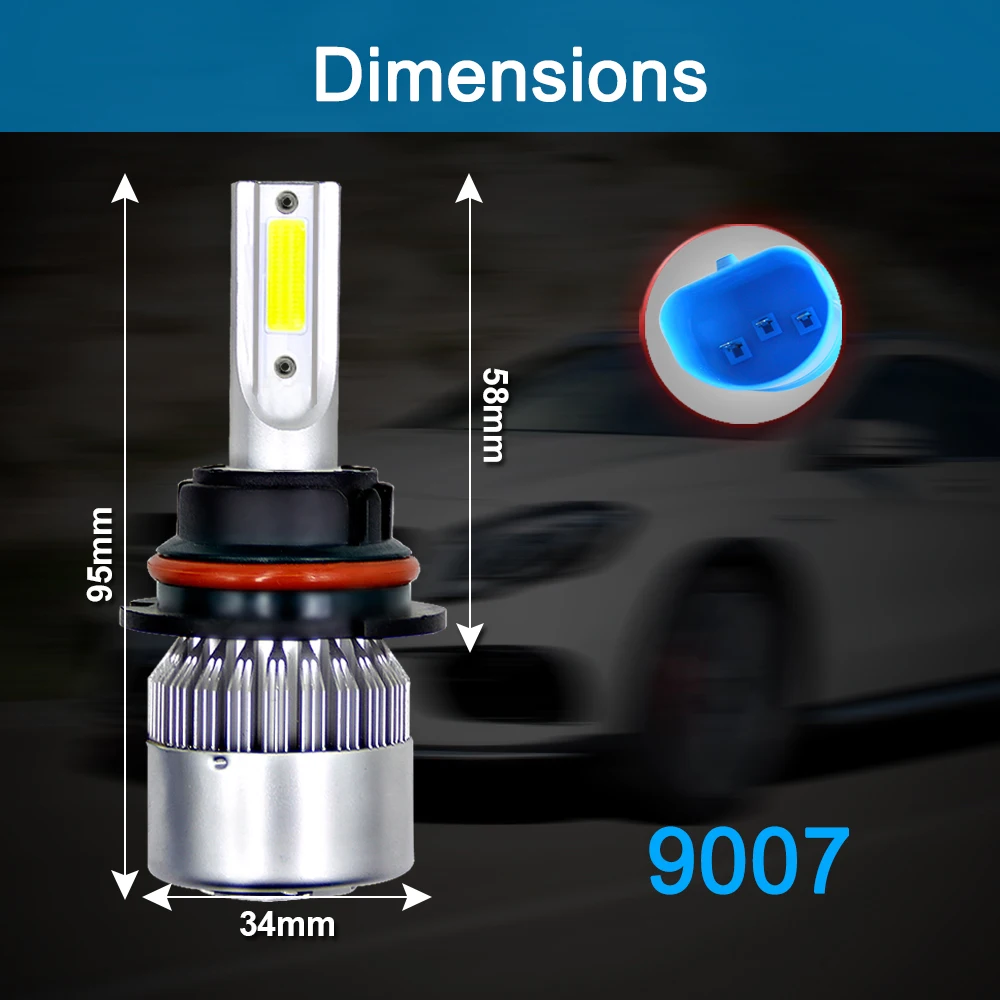 1 PC C6 9007 1 шт. C6 Автомобильные фары авто COB светодиодный 10800LM 6000K фары лампы для автомобиля Стайлинг фары для H1/H3/H4/H7/H11/9007/880/9004/9005/9006 - Цвет: 1 PC C6 9007