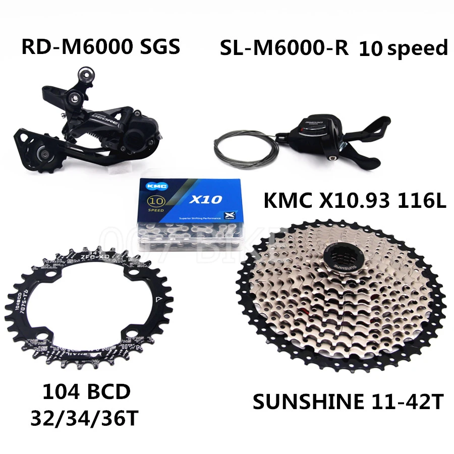 SHIMANO DEORE M6000 комплект горного велосипеда 1x10-Speed 42T 46T 50T SL+ RD+ SUNSHINE+ CHAINRING+ X10.93 M6000 переключатель заднего переключателя