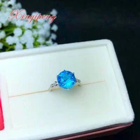xin yi peng 925 silver plated white gold inlaid natural topaz stone ring women fine anniversary gift