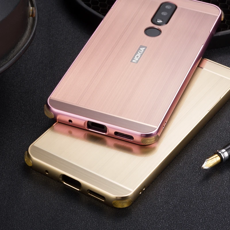Роскошный металлический каркас бампер чехол для Nokia X5 X6 матовая акриловая жесткая задняя крышка из ПК для Coque Nokia 5,1 6,1 Plus чехол Coque X6 X5