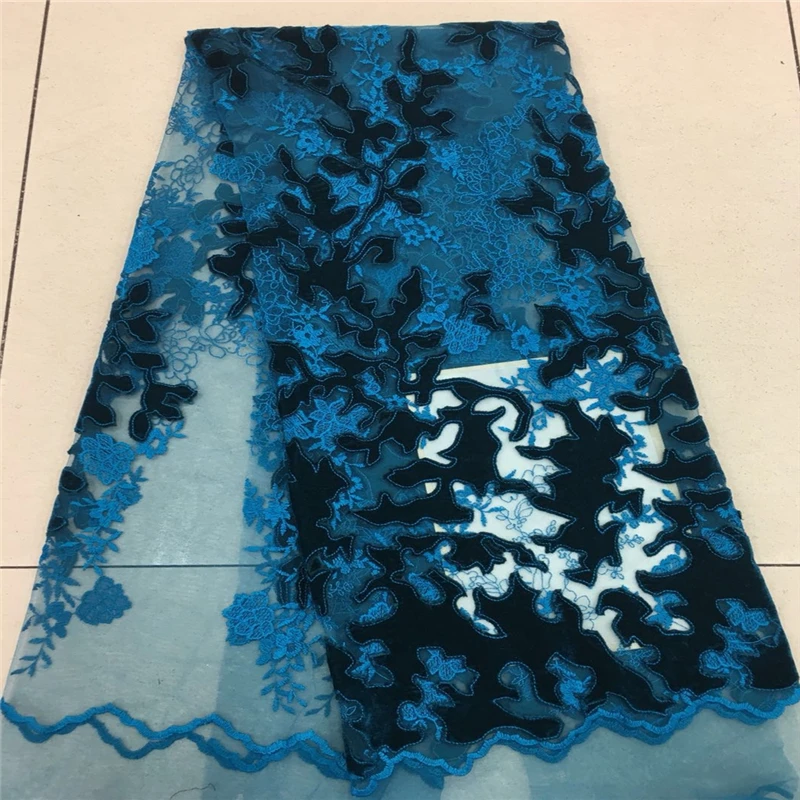 Latest Royal Blue French Nigerian Laces Fabrics High Quality Tulle African Fabric Wedding Lace | Дом и сад