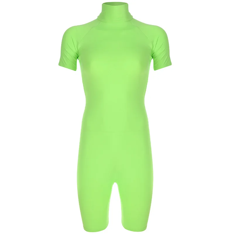 Женское облегающее боди с коротким рукавом однотонный флуоресцентный