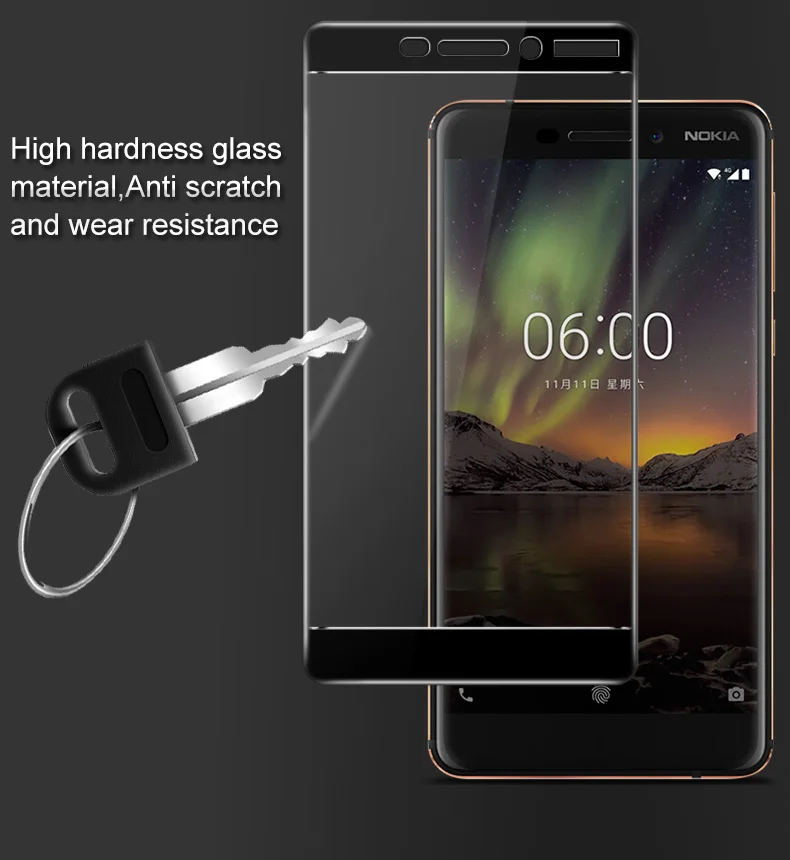 Закаленное стекло для Nokia 6 1 шт. Защита экрана (2018) полное покрытие TA-1043 3D пленка с