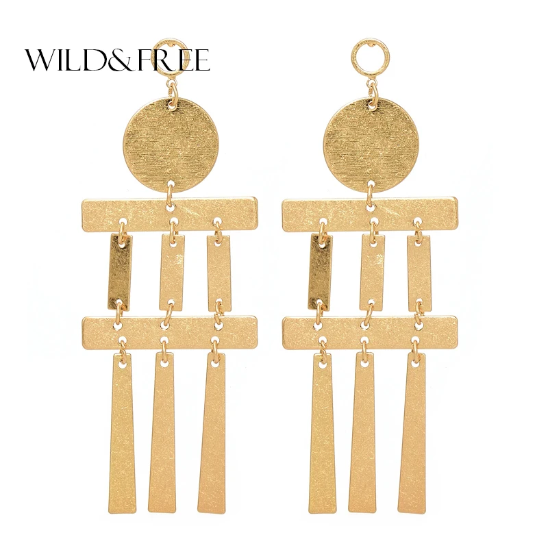Wild & Free Boho Стиль золото Цвет серьги с металлическими кисточками для женщин Ретро