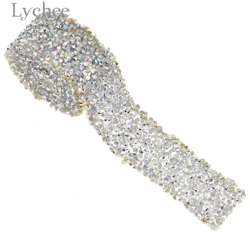 Lychee Life 1 ярд стразы с бисером железная отделка Прозрачная Кружевная лента