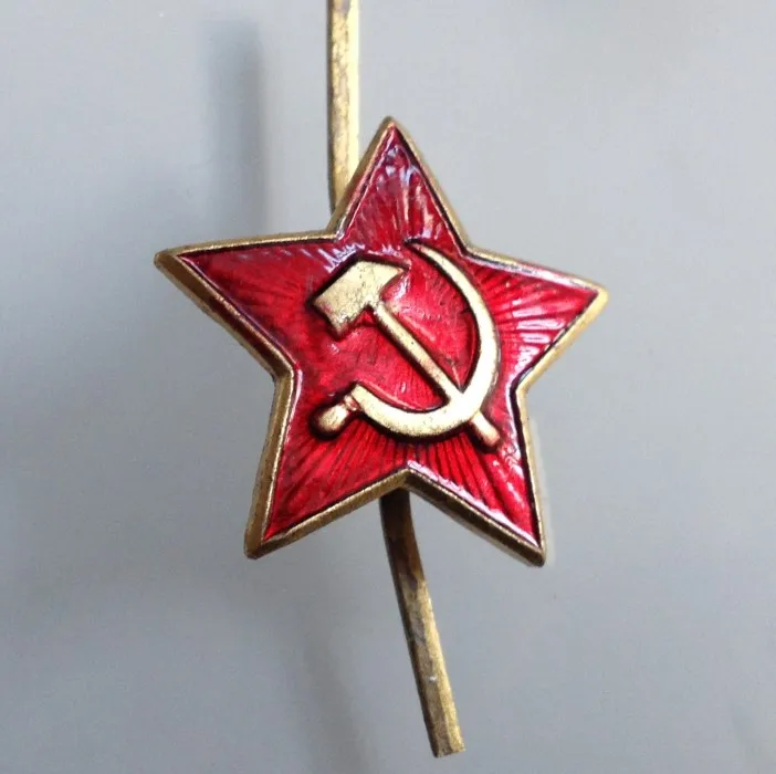 Россия, СССР, кепка, значок на лацкане, на булавке, винтажный античный классический ретро металлический значок, армейская сувенирная коллекция, красная армейская звезда
