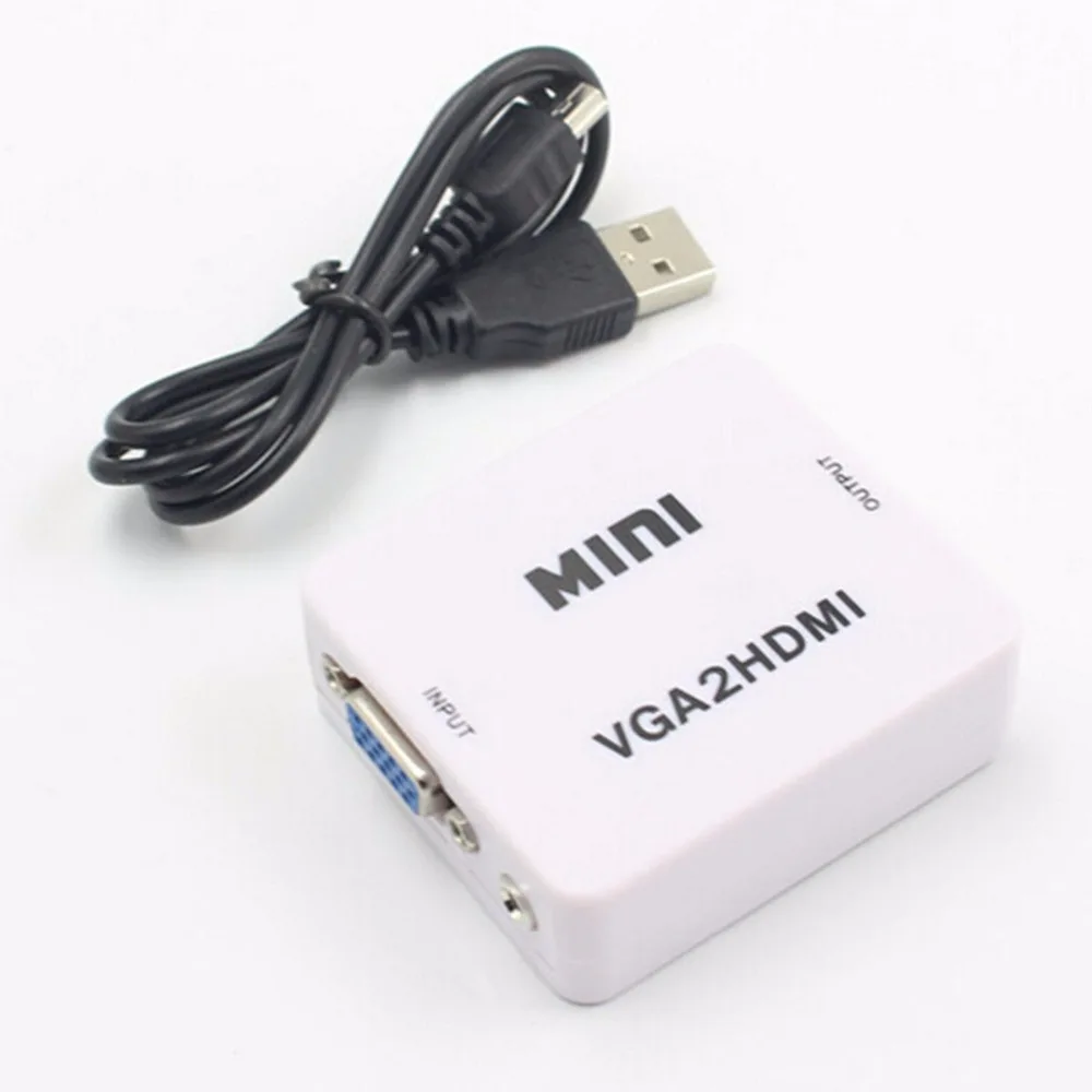 (Q) Расширенный сигнал VGA 2 HDMI мини-проектор с аудиоразъемом 1080P для ноутбука ПК