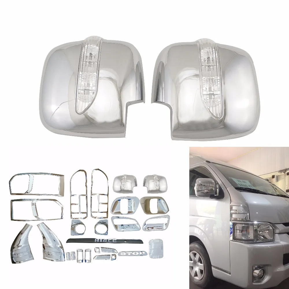 Для TOYOTA HIACE 2008 2012 крышка дверного зеркала с светодиодный накладной рамкой панель заднего вида отделка заднего вида хромированный автомобильный Стайлинг