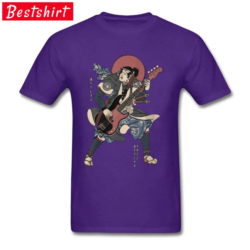 Samurai Bassist электрическая гитара счастливая Футболка хлопок мужские топы рубашки ретро музыкальный инструмент отец футболка 3XL одежда - Цвет: Purple
