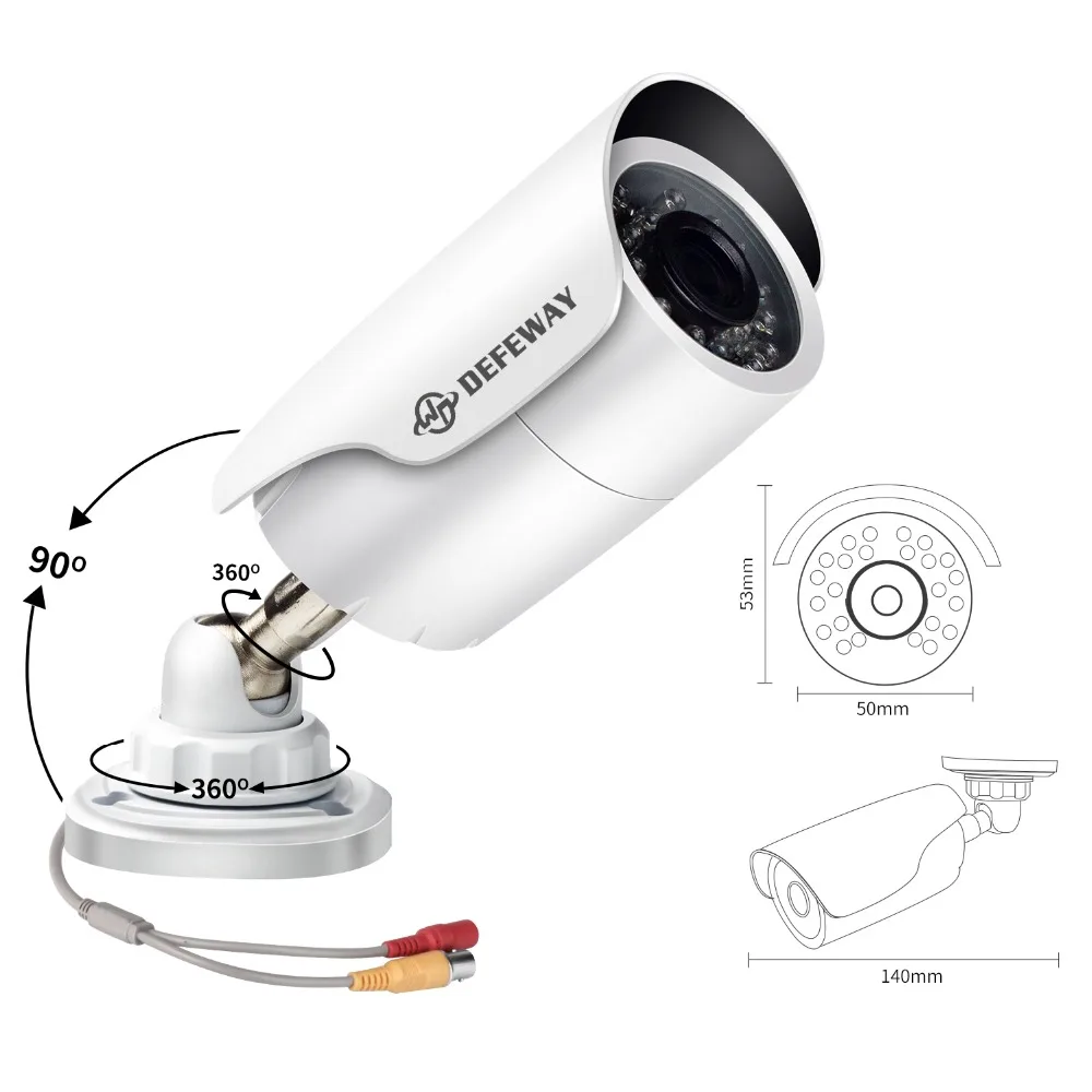 Defeway 4 канальный HD 1080P видео безопасности Системы DVR рекордер с камеры 2000TVL для дома