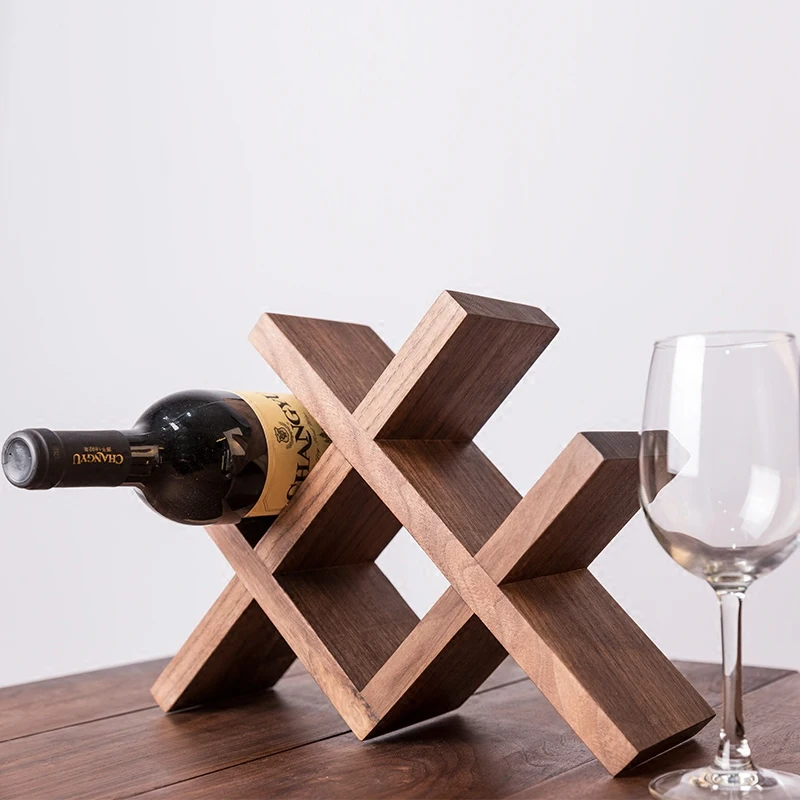 Creative Solid Wood Wine Rack European Diamond Shape Wine Cabinets Living Room Black Walnut Ornaments Home Wine Rack