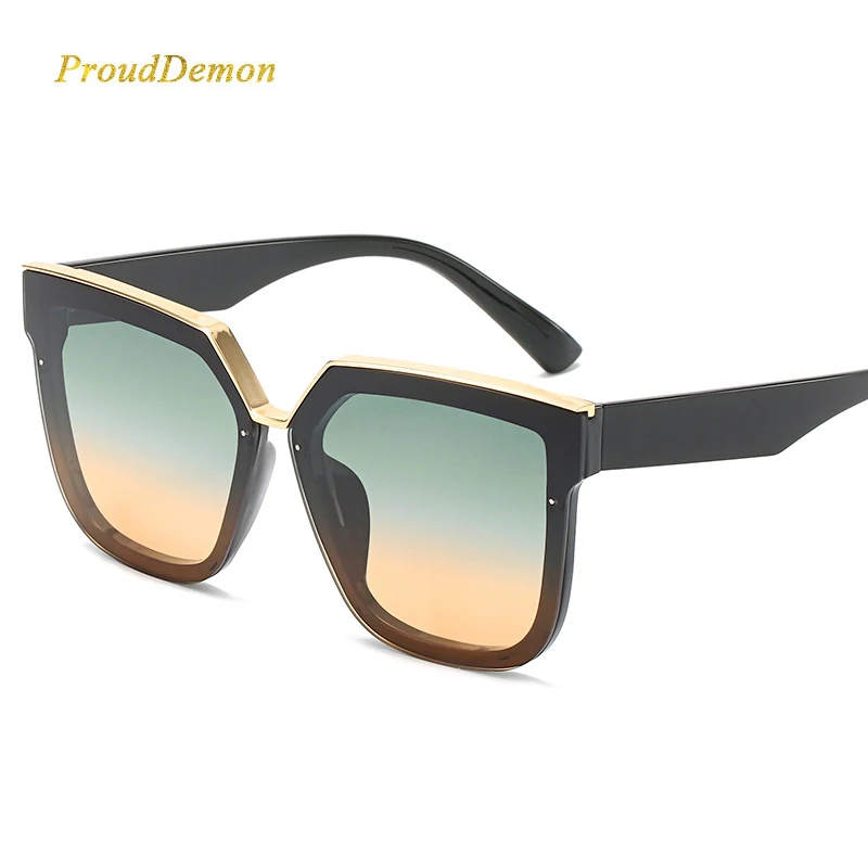 2020 Fashion Gradient Square Mirror Sunglasses Large Frame Elegant Oversized Sun Glasses Brand Designer UV400 | Аксессуары для