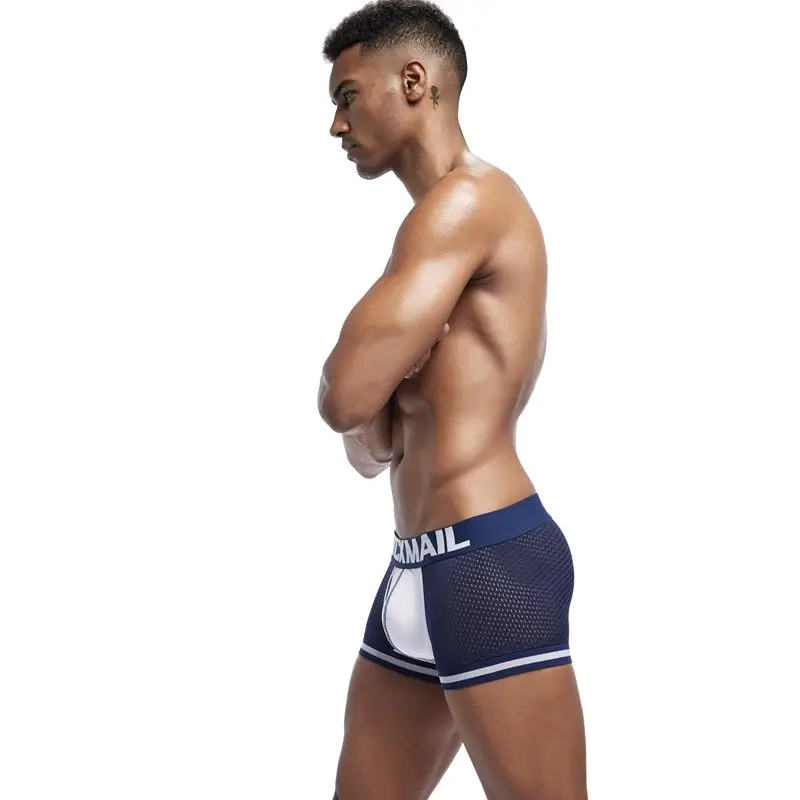 JOCKMAIL, новинка, нижнее белье для мужчин, боксеры, сетка, u-образный мешочек, сексуальные подштанники, Cueca, хлопковые трусы, боксерские шорты для геев, мужские трусы, цветные