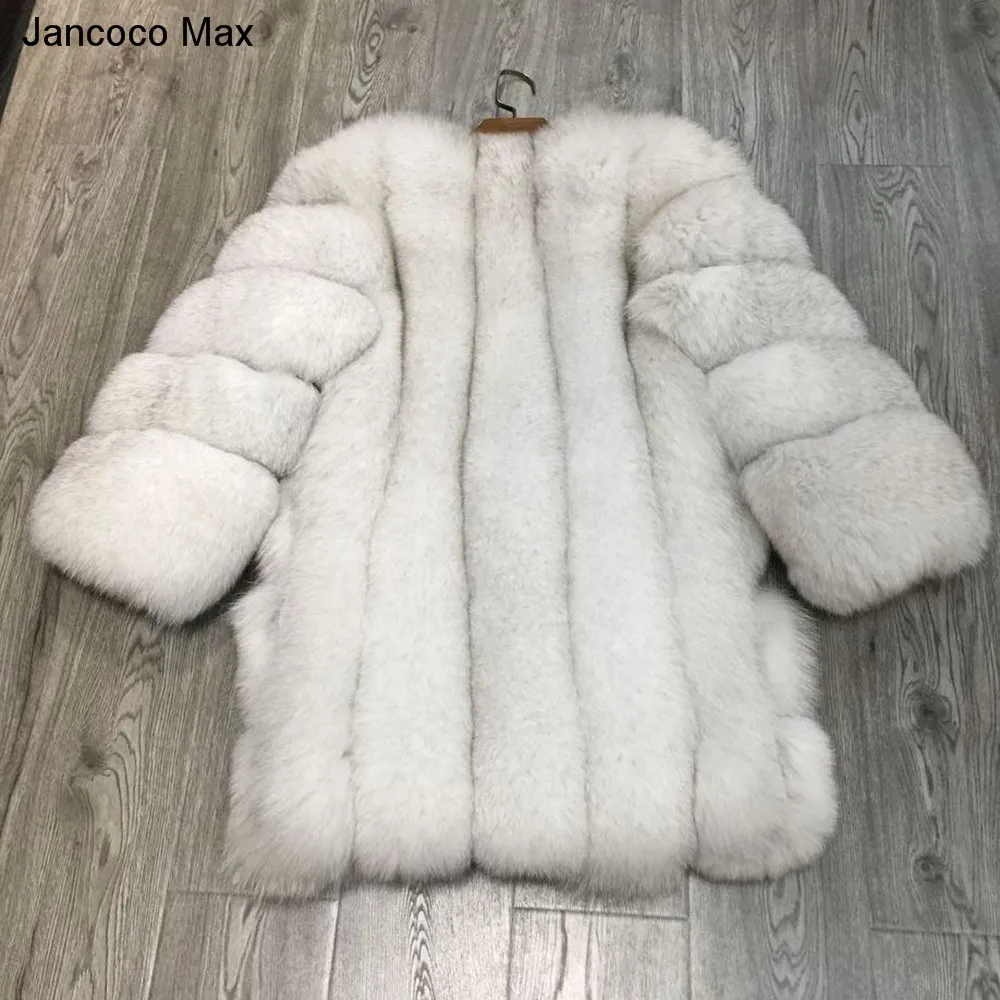 Jancoco Max Lady модное зимнее теплое длинное пальто из натурального Лисьего меха, женская верхняя одежда из натурального меха, Новое поступление S7152