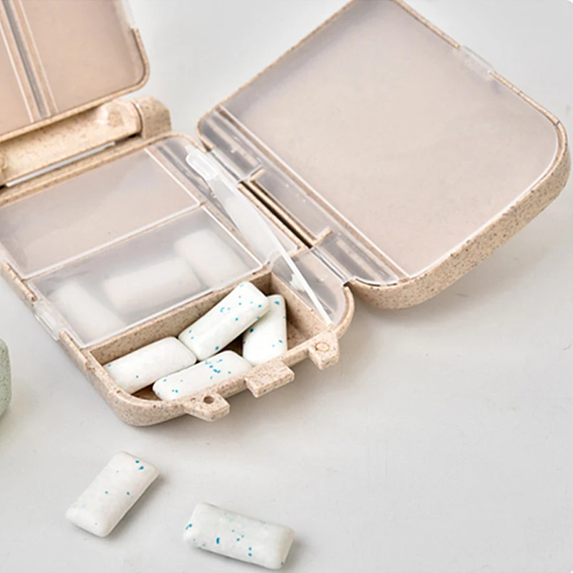 New Storage Boxes Bins Portable 8-cell Medicine Box Wheat Fiber Multi-small Pill Collapsible First Aid Kit | Дом и сад