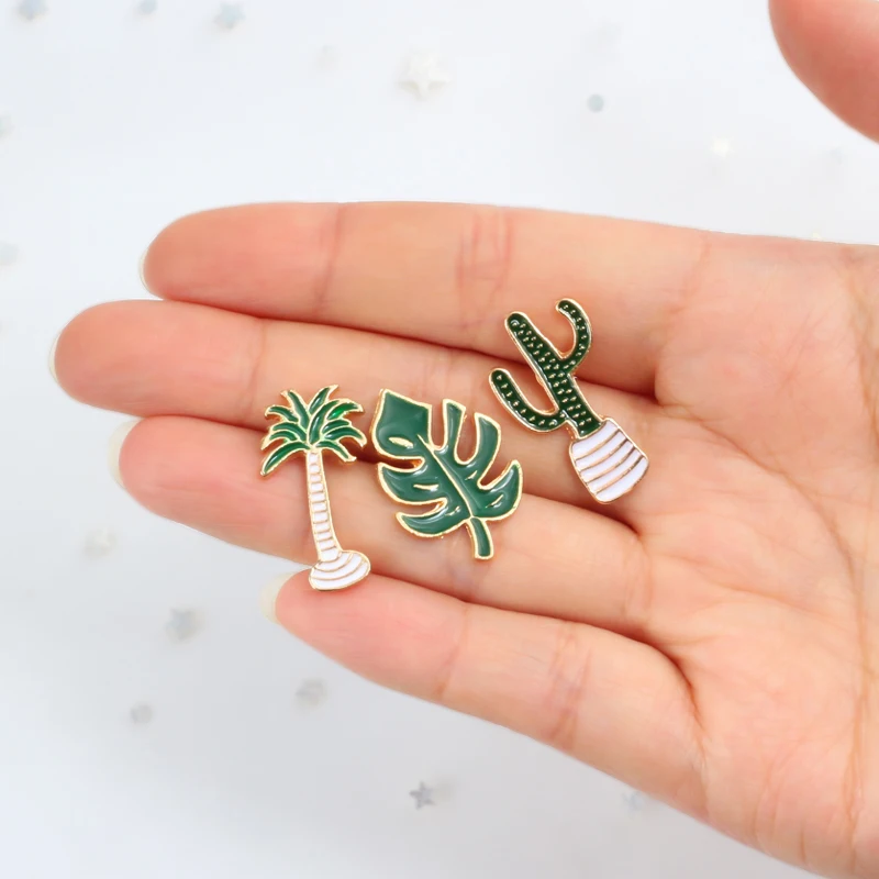 3 шт Дерево Набор листьев Мультяшные броши контакты Для женщин Jewelry Мода тапочки с