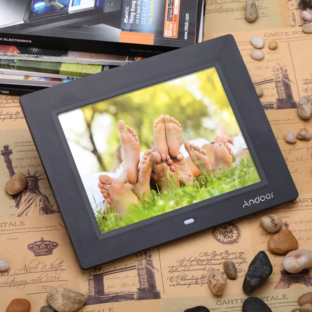 Andoer 8 ''ультратонкий 1024*600 HD TFT-LCD Цифровая фоторамка Будильник MP3 MP4 видеоплеер с дистанционным управлением рабочего стола