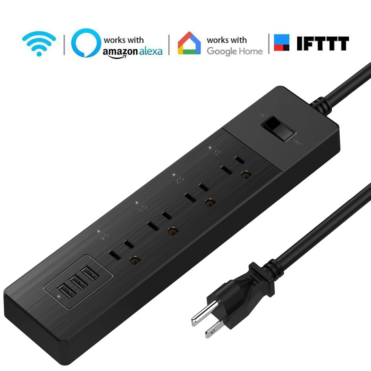 Wi Fi Smart мощность полосы много точек 4 AC Plug 3 Зарядка через usb порты дистанционное