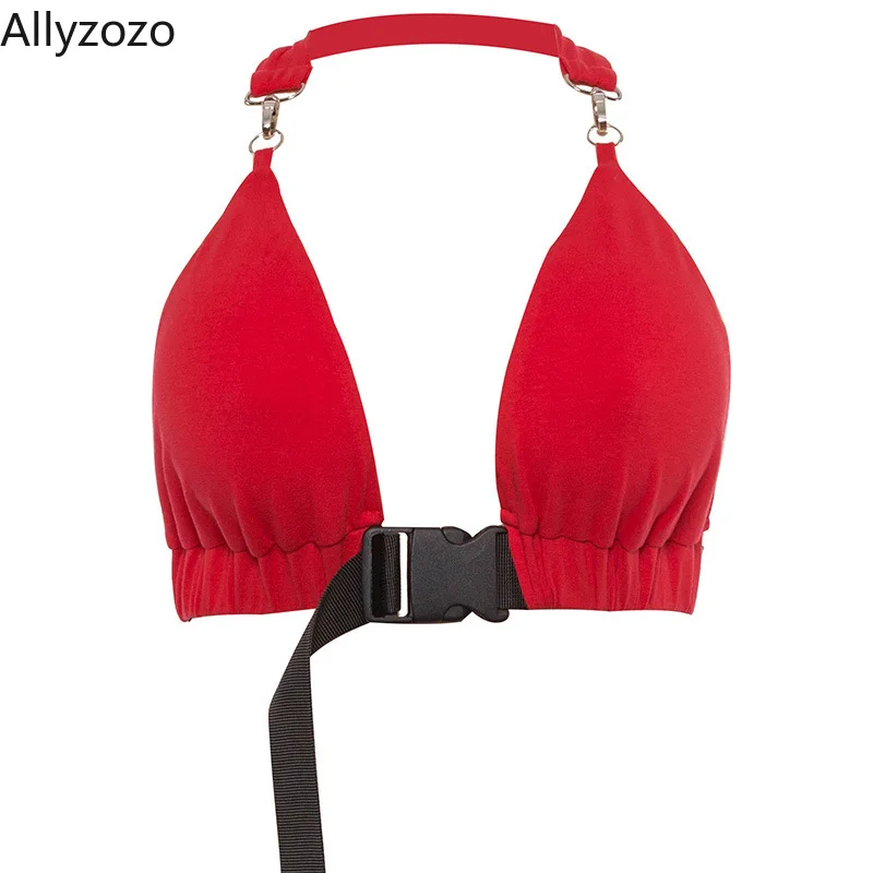 Allyzozo Sexy Halter Spaghetti Strap Tee Crop Tops Snake Print Deep V neck Lace Up Camis T shirts |