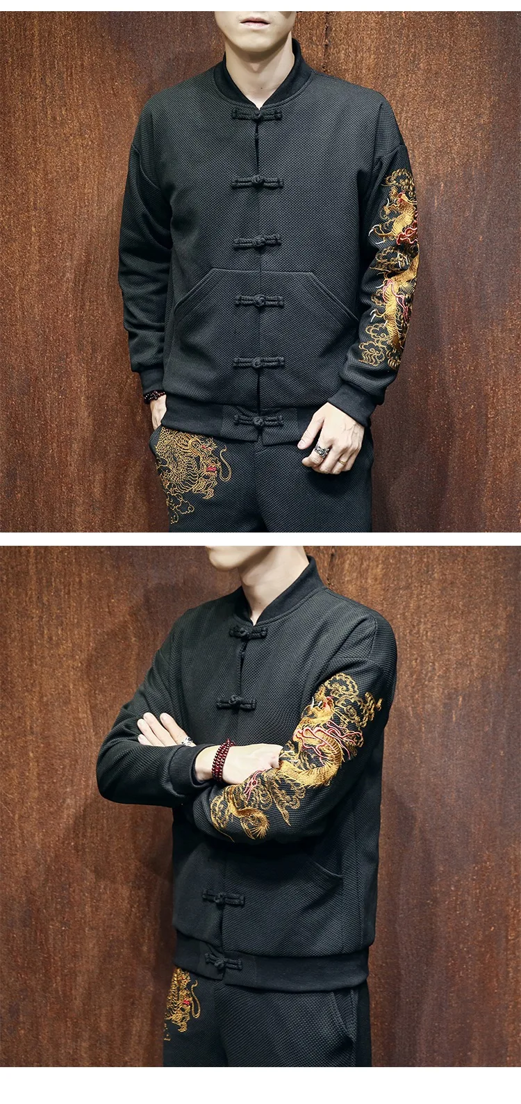 KUANGNAN, китайский стиль, мужская куртка, пальто, вышивка дракона, 5XL, мужская куртка, пальто, черная уличная куртка-бомбер, мужская куртка, зима