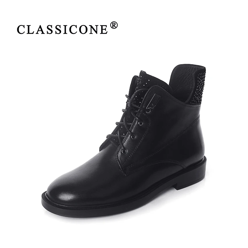CLASSICONE 2018 обувь женские зимние ботильоны шерсть сапоги без каблуков пояса из