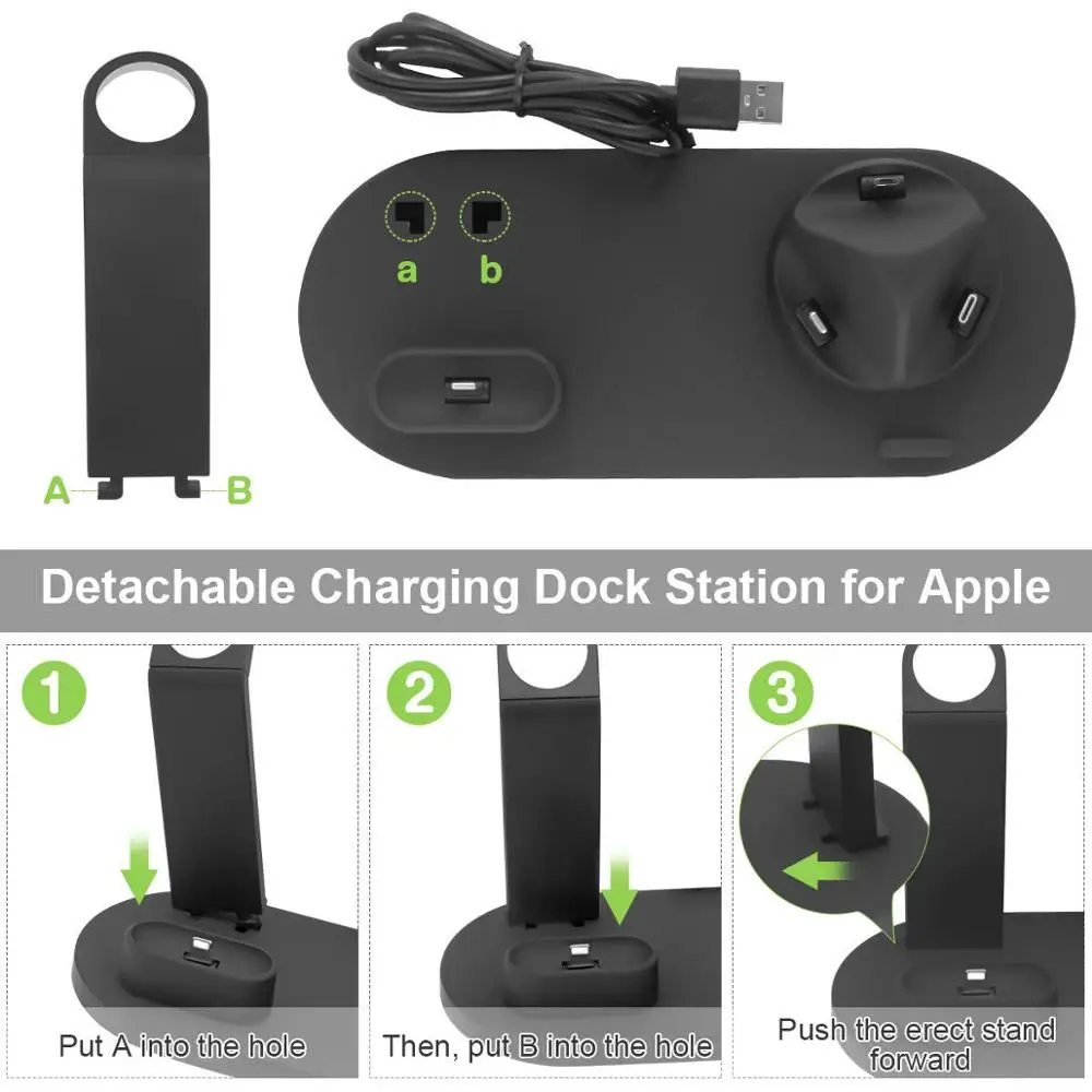 Зарядная док станция 3 в 1 держатель для Apple Watch 5 4 2 iPhone 11 X XS XR MAX 7 8 6s 6 Airpods Тип C USB