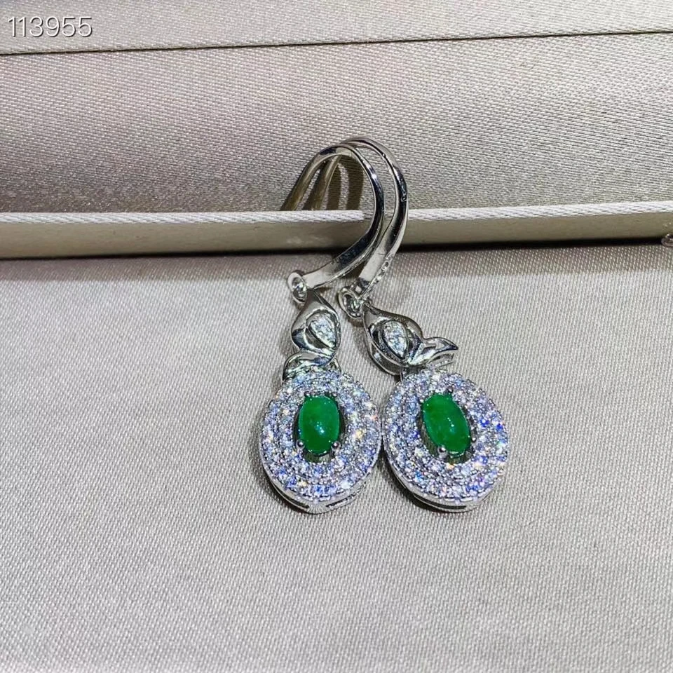 

fashion Flower Swallow natural green emerald gem drop earrings 925 silver Natural gemstone earring women engagement fine jewelry