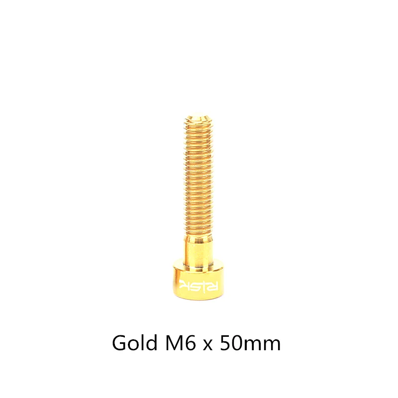 Gold 50mm 1 шт. M6 x 30/35/40/50 мм болты из титанового сплава велосипед болт для гарнитуры MTB велосипедный вынос руля Топ Кепки болт - Цвет: Gold 50mm