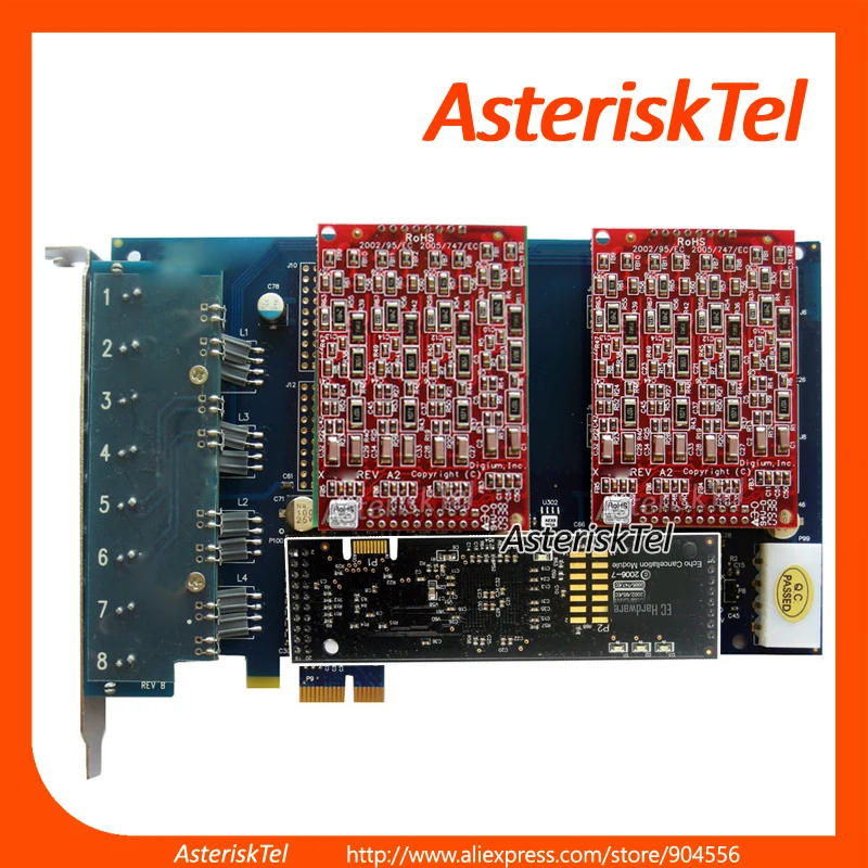 Asterisk карта AEX800 с аппаратным подавлением эха-PCI-E 8-портовая FXO для VoIP телефона PBX