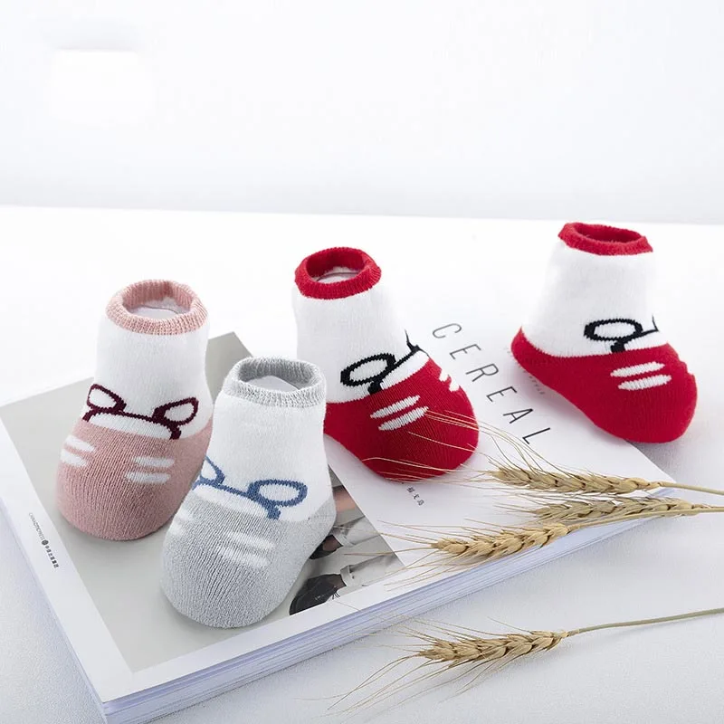 3pairs/lot Warm Winter Newborn Baby Socks 100%Cotton Thickened No-slip Infant Cotton Soft Shoe Sock |