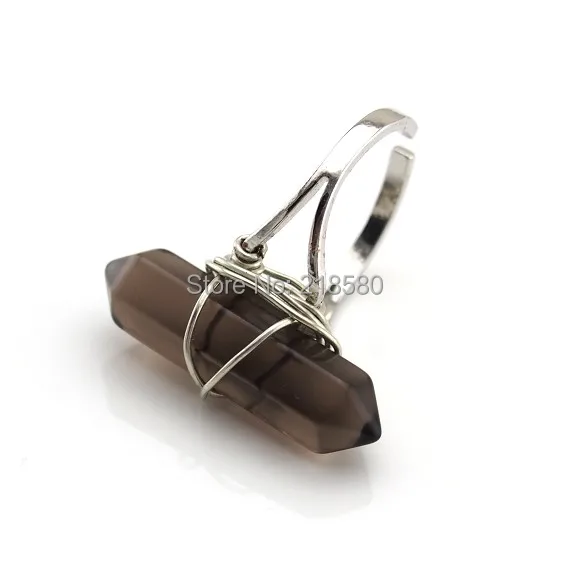SR 012 Исцеление Кристалл дымчатый коричневый кварц точка серебряное кольцо|silver