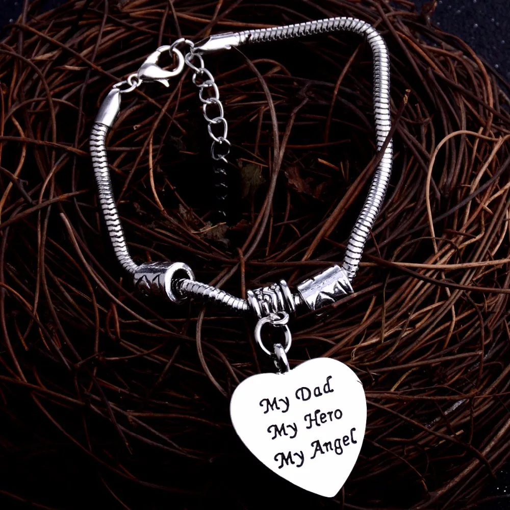 Браслет с подвеской в виде сердца для папы моего героя ангела|beaded jewelry|heart braceletcharm