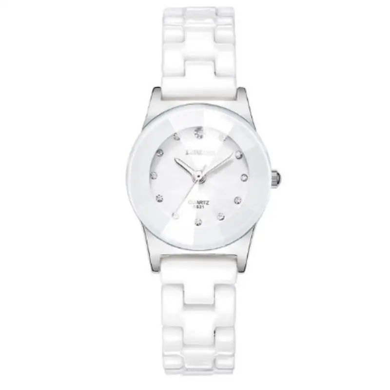 Womens Silver TIke Toker, роскошные белые керамические водонепроницаемые классические Легко читаемые спортивные женские наручные часы, женские Стразы аналоговые наручные часы - Цвет: Womens Silver