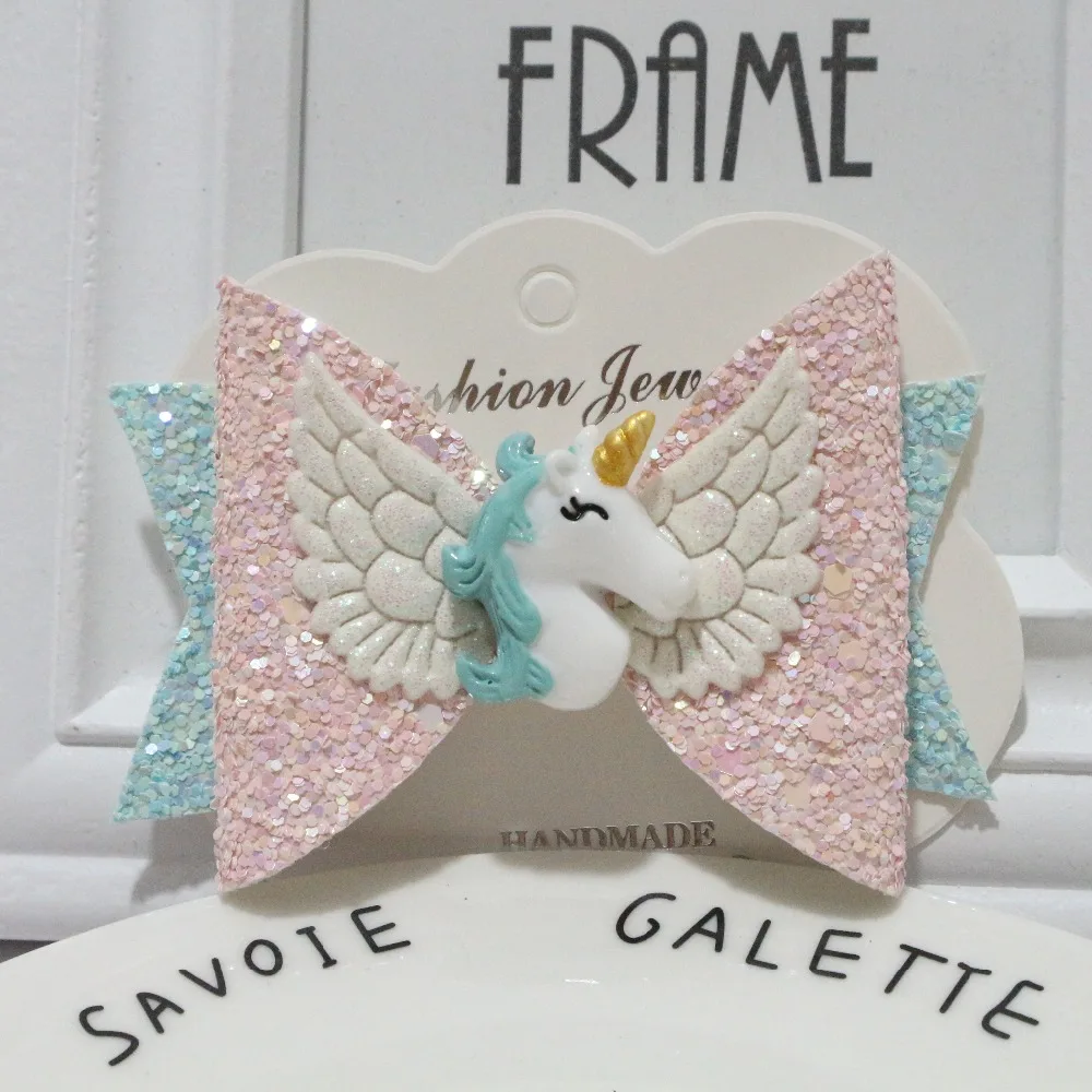NEW Unicorn Wing Hair Accessories for Girls Children Princess Glitter Bows Clips Handmade Hairpins Cute Kids Headdress | Детская одежда