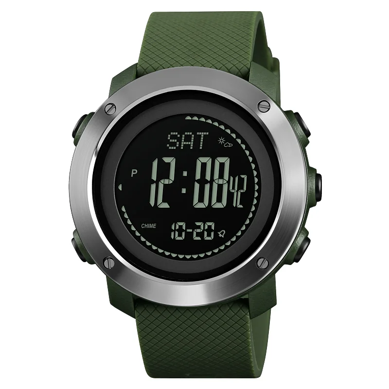 Army Green White Профессиональные уличные спортивные часы для мужчин Женский компас электронные цифровые наручные часы Шагомер давление часы Relogio Masculino - Цвет: Army Green White