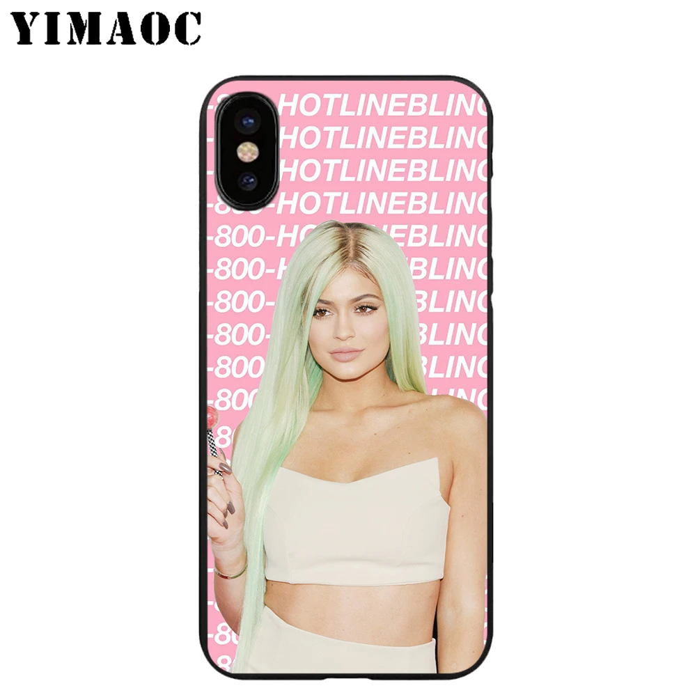 YIMAOC Kylie Jenner Beaty Girl Soft TPU Black Silicone Case for iPhone X or 10 8 7 6 6S Plus 5 5S SE Xr Xs Max |